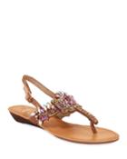 Vallen Crystal-embellished Flat Sandals, Rose Gold