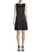 Round-neck Sleeveless Fit-and-flare Dress