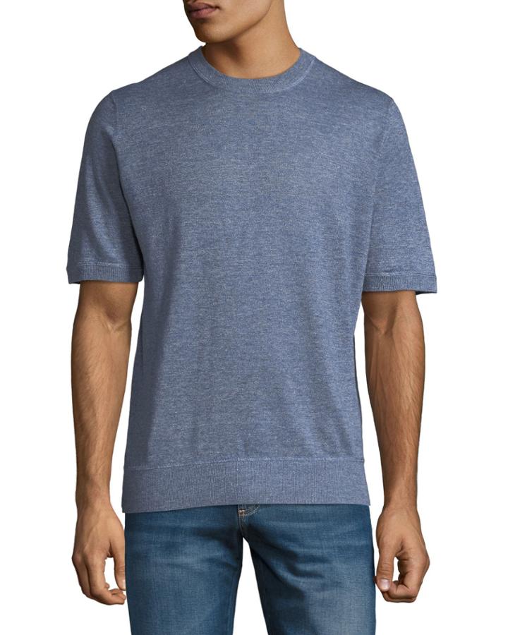 Men's Rolled Linen/cotton Short-sleeve