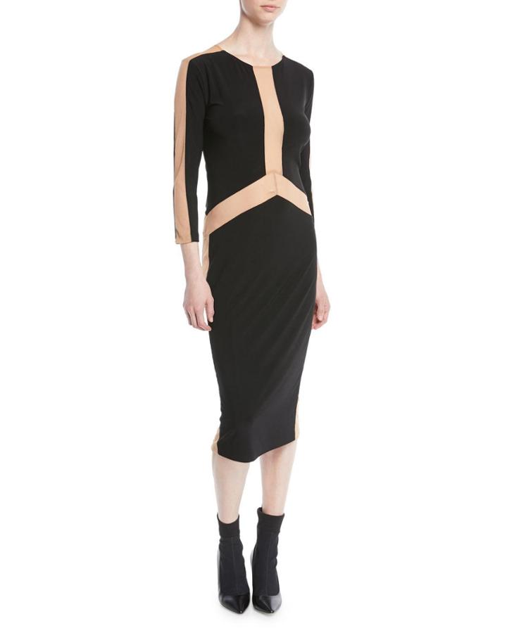 Spliced Long-sleeve Stretch Jersey Dress