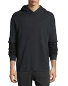 Double-layer Waffle-knit Hoodie, Black