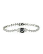 18k White Gold Diamond & Sapphire Evil Eye Bracelet,
