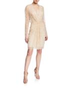 Metallic Star V-neck Long-sleeve Ruched