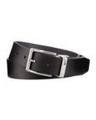 Reversible Faux-leather Belt, Black/gray
