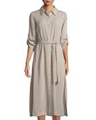 Button-down Collared Dress W/