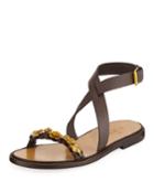 Embellished Leather Ankle-strap