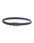 Men's Braided Leather Bracelet, Navy/black