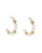 Crystal & Pearly Bead Hoop Earrings