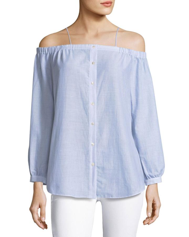 Vivien Button-down Striped Poplin Top
