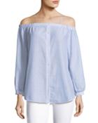 Vivien Button-down Striped Poplin Top
