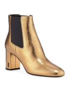 Metallic Cracked Leather Booties