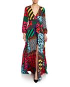 Coco Snake-print Mock-wrap Blouson-sleeve