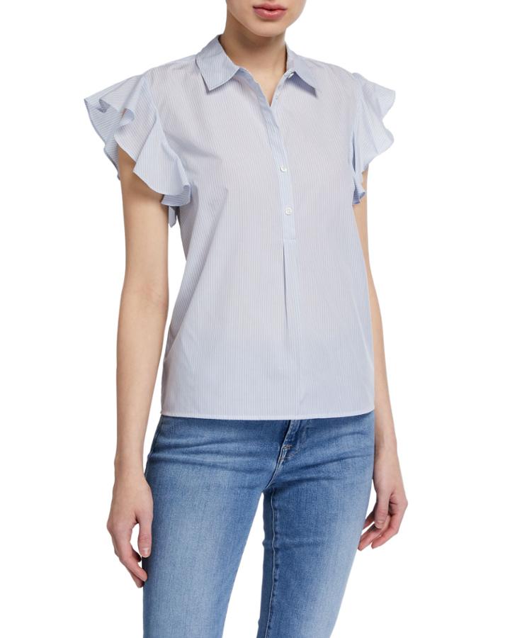 Flounce Popover Button-front Cotton