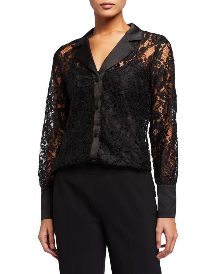 Lace Button-down Blouse