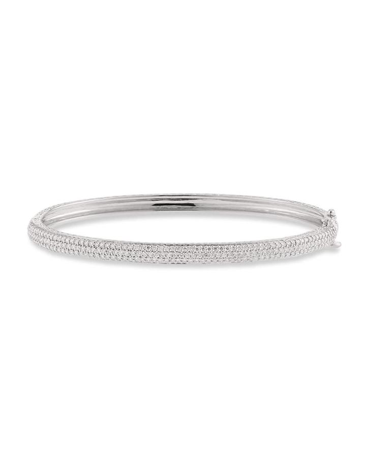 18k White Gold Half-diamond Pave Bangle