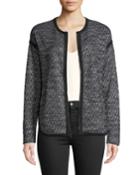 Tipped Tweed Zip-front Jacket