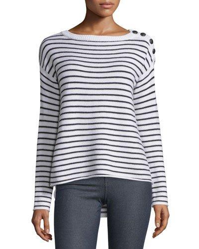 Striped Wool Sailor Sweater, Black/white