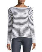 Striped Wool Sailor Sweater, Black/white