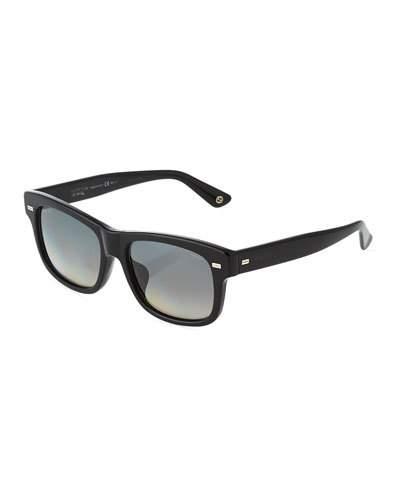Polarized Square Plastic Sunglasses, Black