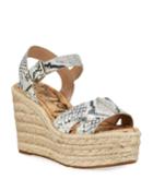 Maura Snake-print Leather Platform Wedge Espadrilles