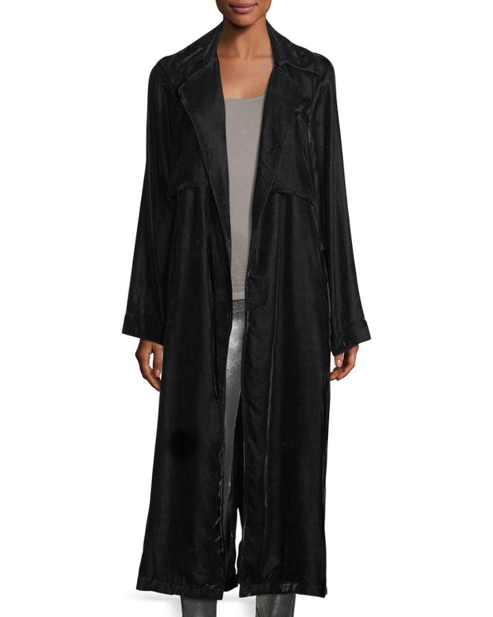 Karina Long-sleeve Velvet Robe Duster