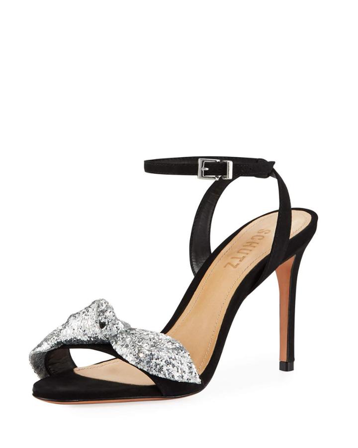 Anabella Suede Ankle-strap Sandals With Glitter Bow