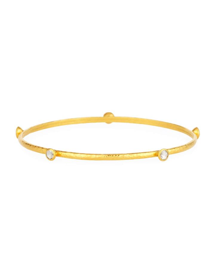 Skittle 24k Gold Thin 5-diamond Bangle Bracelet