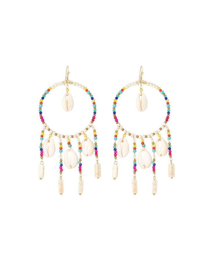 Cowrie & Hoop Drop Earrings