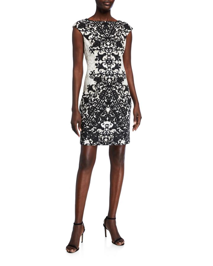 Filigree-print Crepe