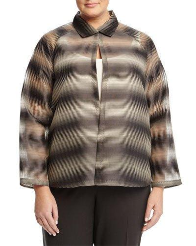 Zineb Sheer Striped Topper Jacket, Ash