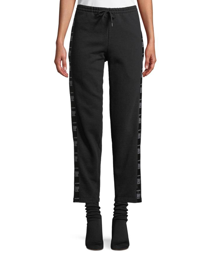 Straight-leg Cotton Sweatpants With Tape Detail