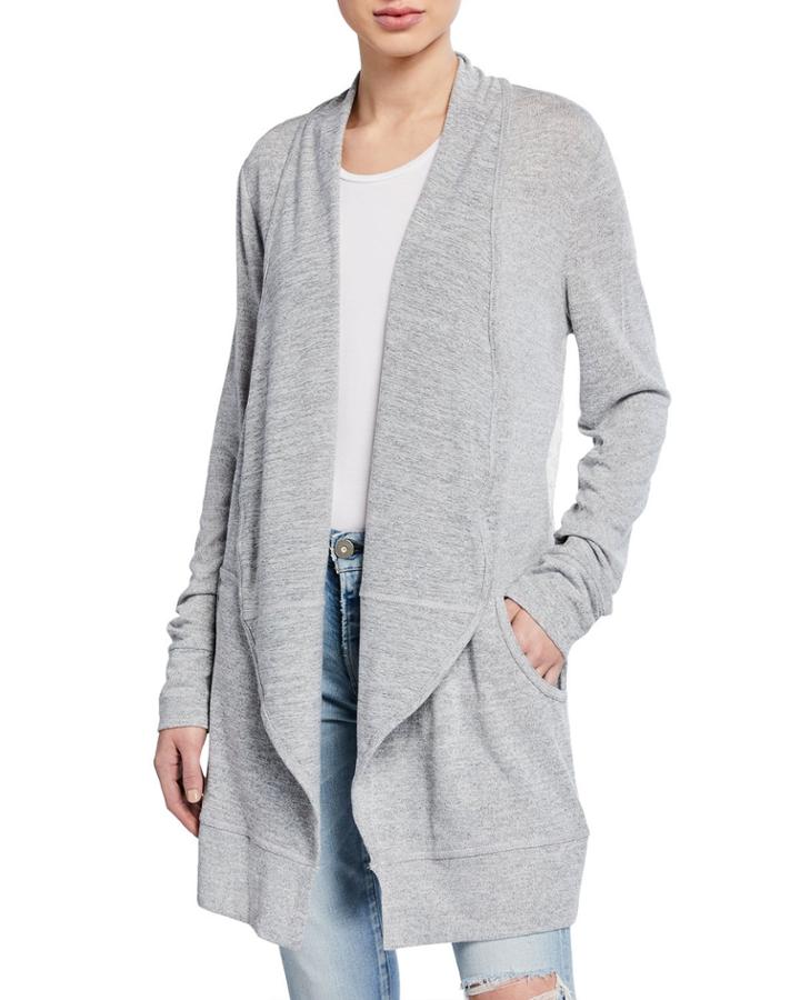 Lace Contrast Open-front Cardigan