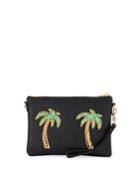 Palm Tree Chain Clutch Bag, Black