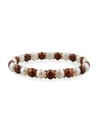 14k Multicolor Freshwater Button Pearl Stretch Bracelet, Chocolate