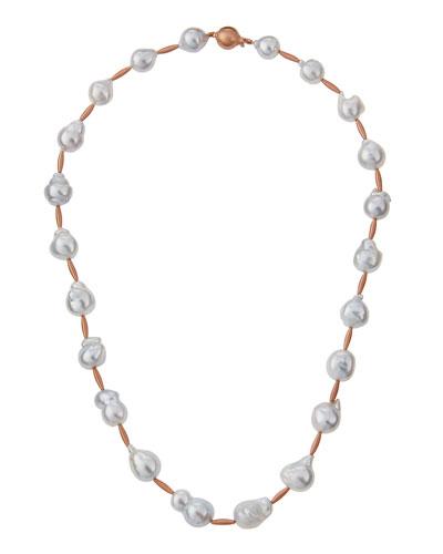 Baroque South Sea Pearl Necklace W/ 14k Rose Gold Accents