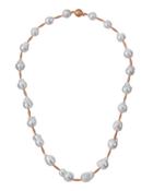 Baroque South Sea Pearl Necklace W/ 14k Rose Gold Accents