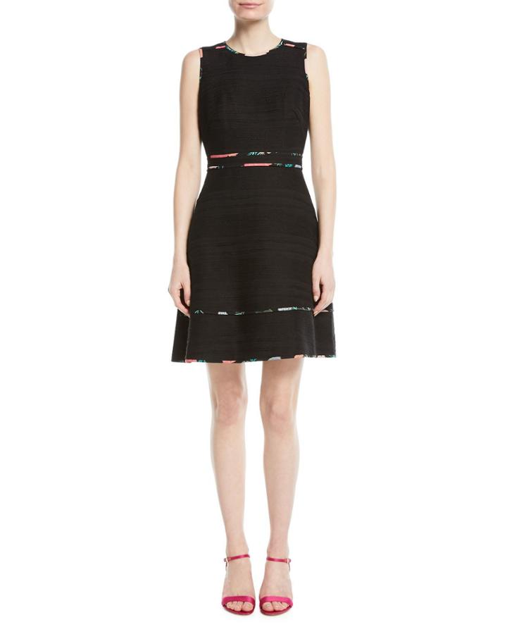 Sleeveless Blossom Trim Tweed
