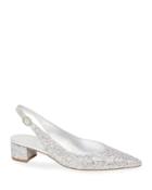Pointed Glitter Slingback Pumps