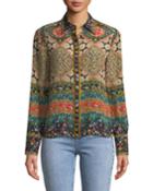 Willa Long-sleeve Button-front Mixed-print