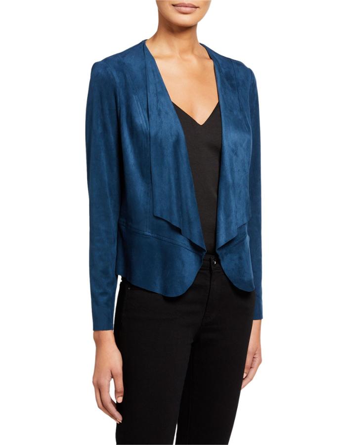 Faux-suede Draped Peplum Jacket