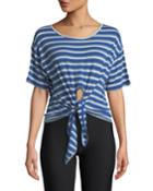 Striped Tie-front Short-sleeve Tee