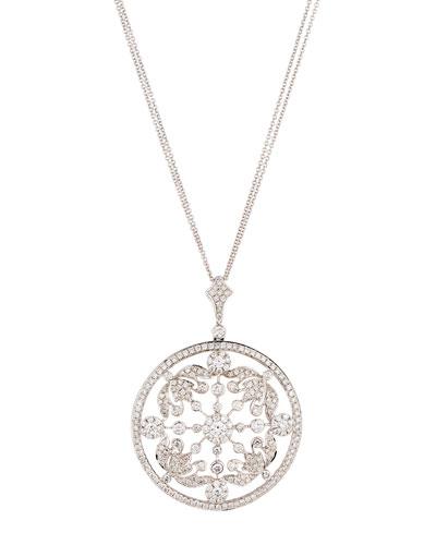18k Round White Diamond Pendant Necklace