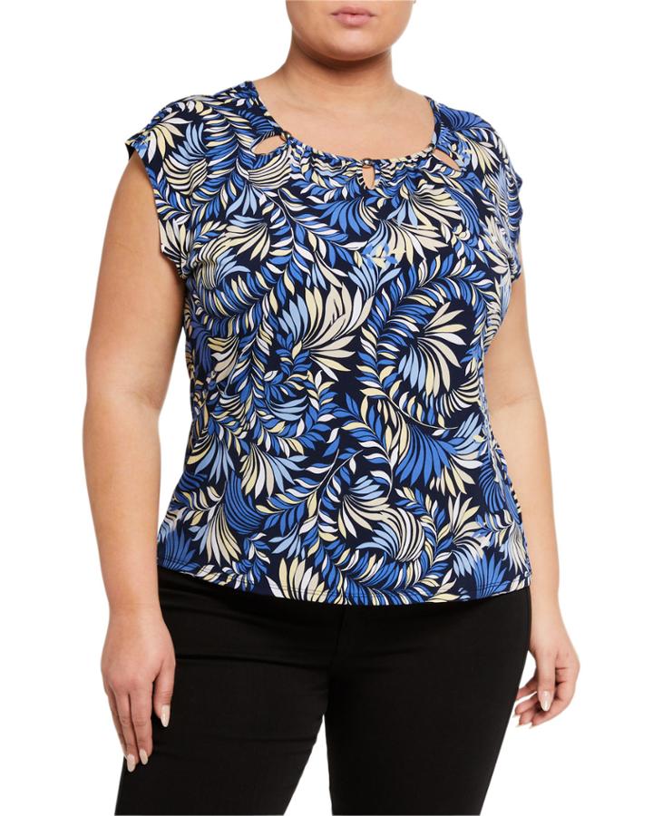 Printed Keyhole Tunic Top