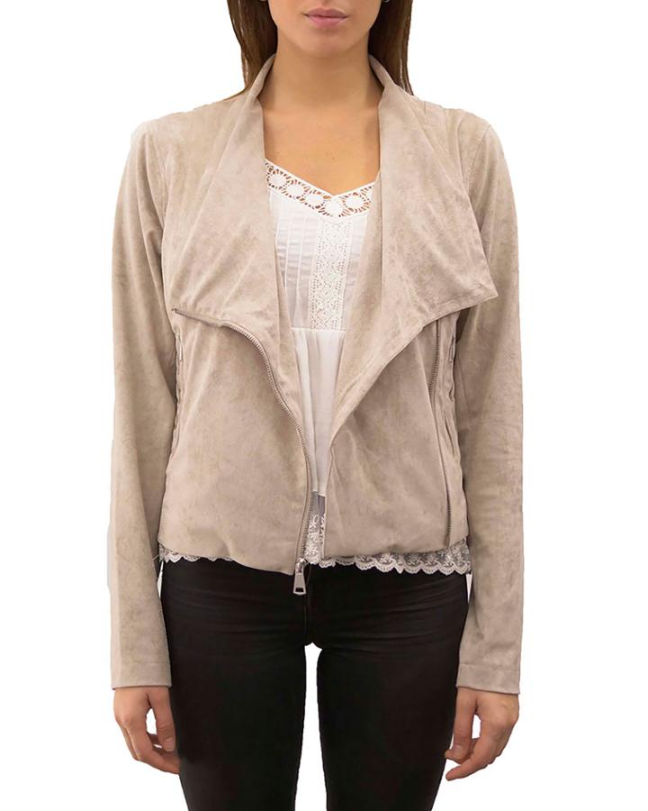 Faux Suede Lace Up Detail Jacket