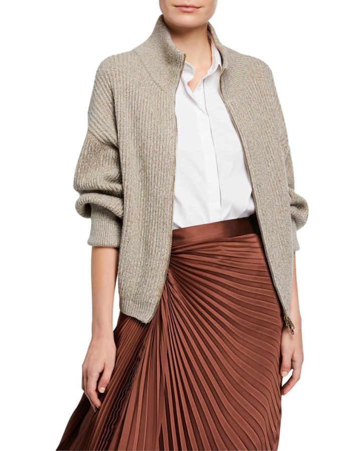 Shimmer Wool-cashmere Zip-front