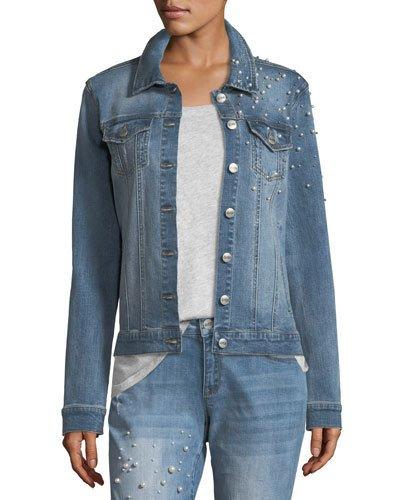 Denim Pearly-bead Trucker Jacket