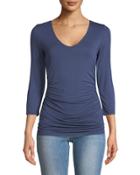 Ruched-side V-neck Tee