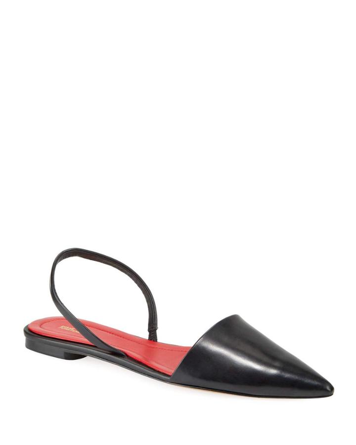 Koko Leather Slingback Ballet Flats, Black