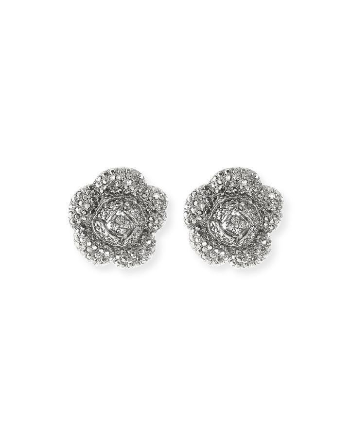 Gardenia Pave Button Clip-on Earrings