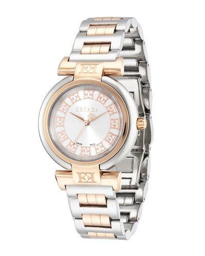 34mm Lauren Two-tone Bracelet Watch, Silver/rose Golden